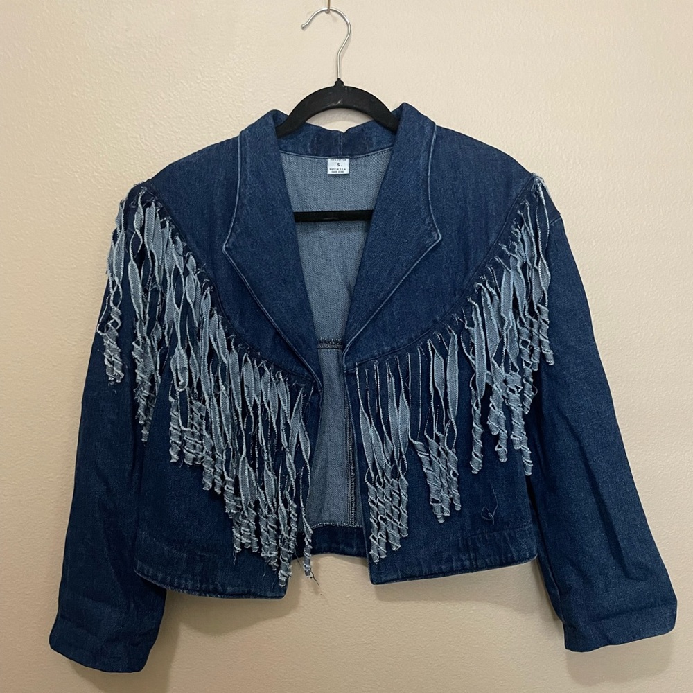 ✨VINTAGE✨ Fringe Denim Jacket